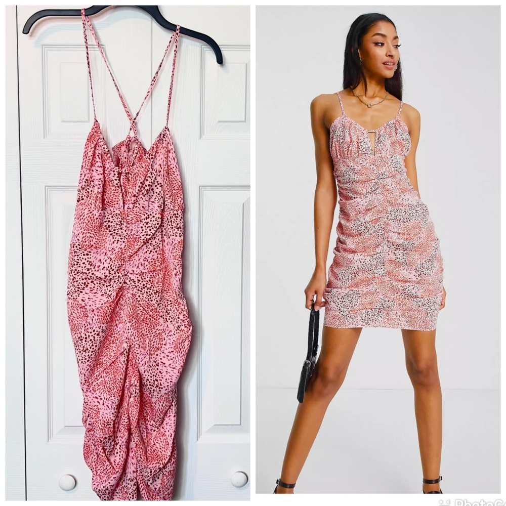 Lola May Cami Ruched Mini Dress
in Animal print Pink Size 12